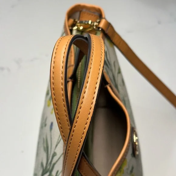 Tory Burch Watercolor Botanical Kerrington Tote Crossbody + Shopping Bag + Dusty - Picture 5 of 16